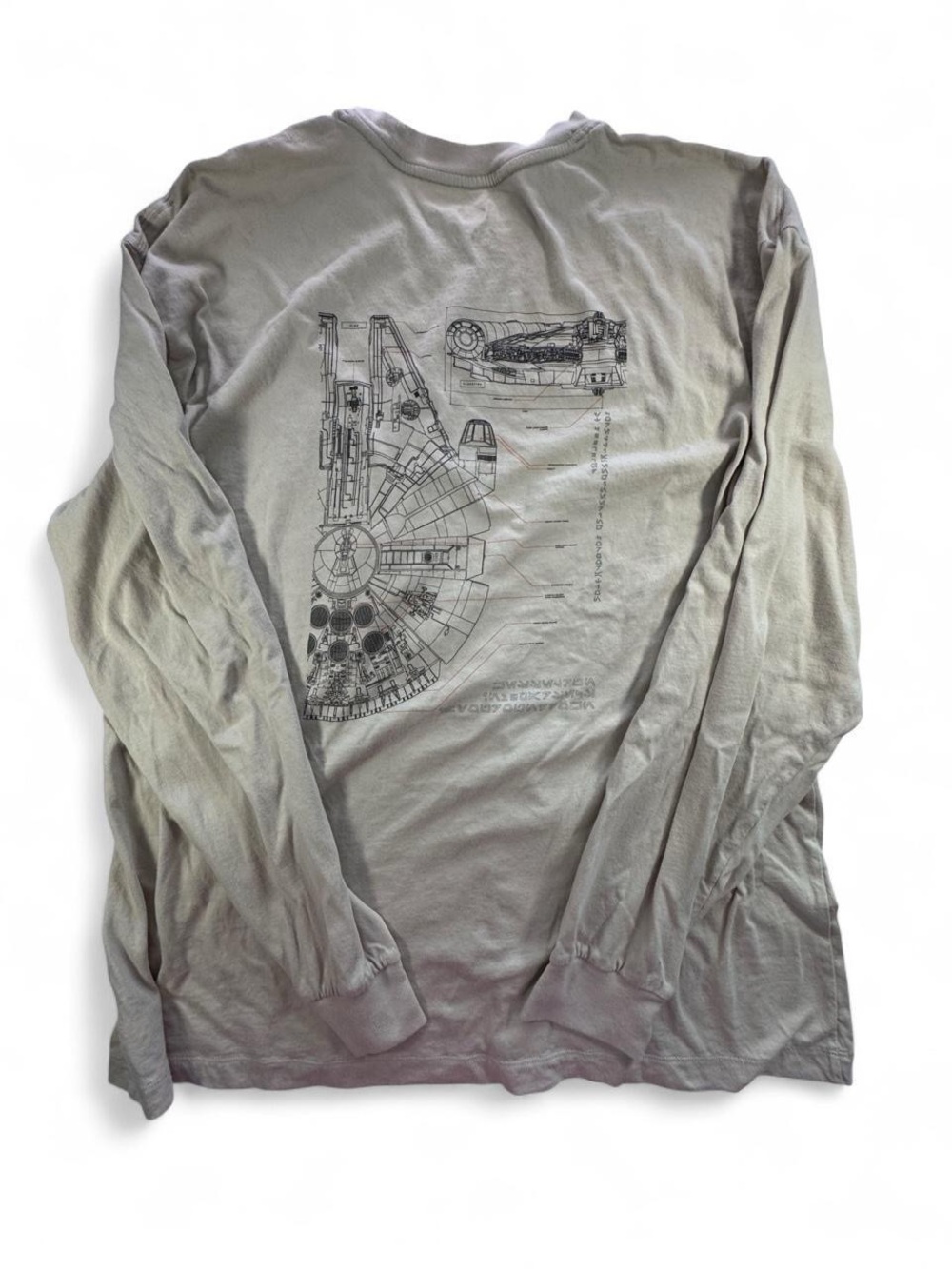 Star Wars Millennium Falcon Blueprint Gap Long Sleeve T-Shirt XL Graphic Tee Y2K